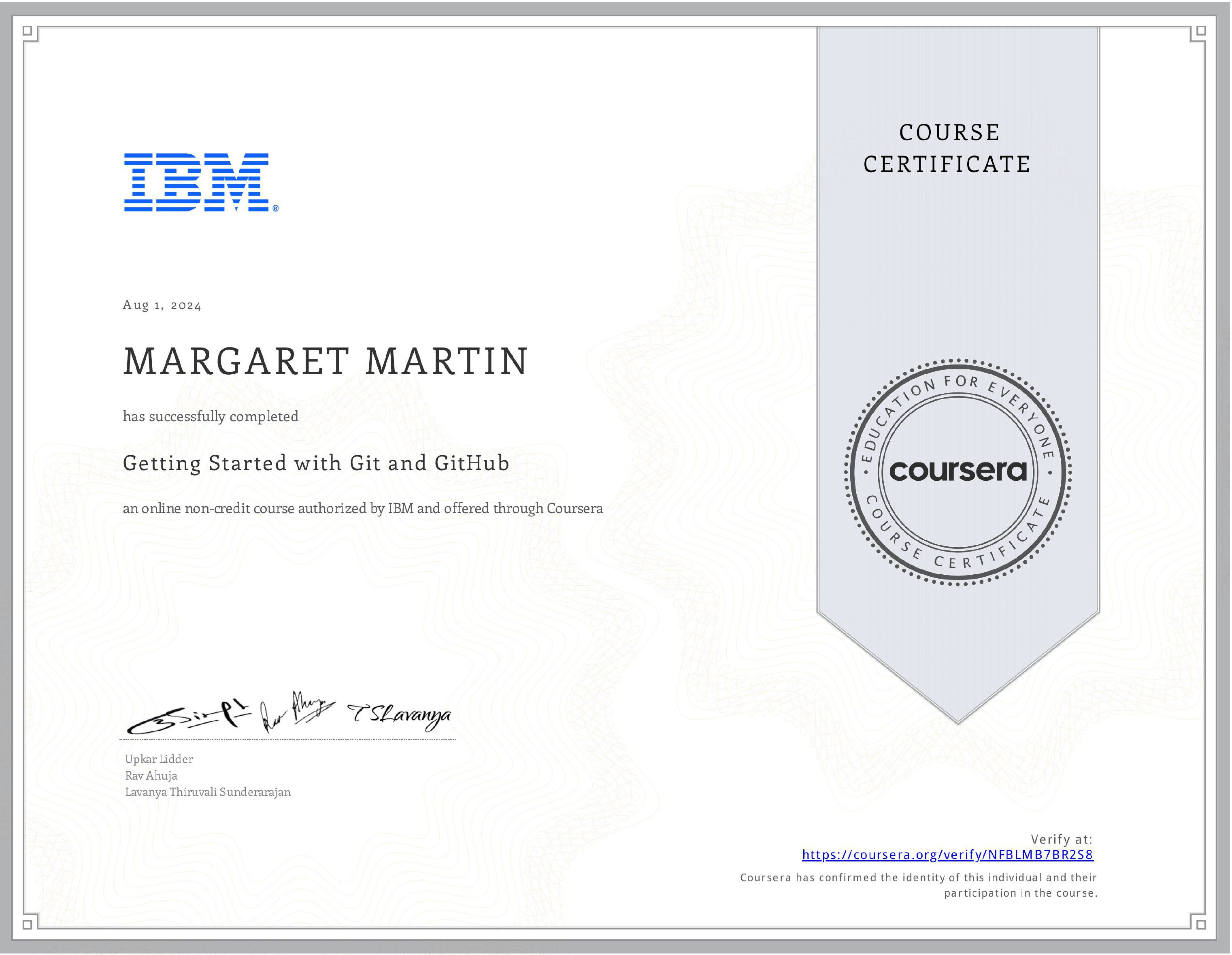 Coursera GitHub certificate